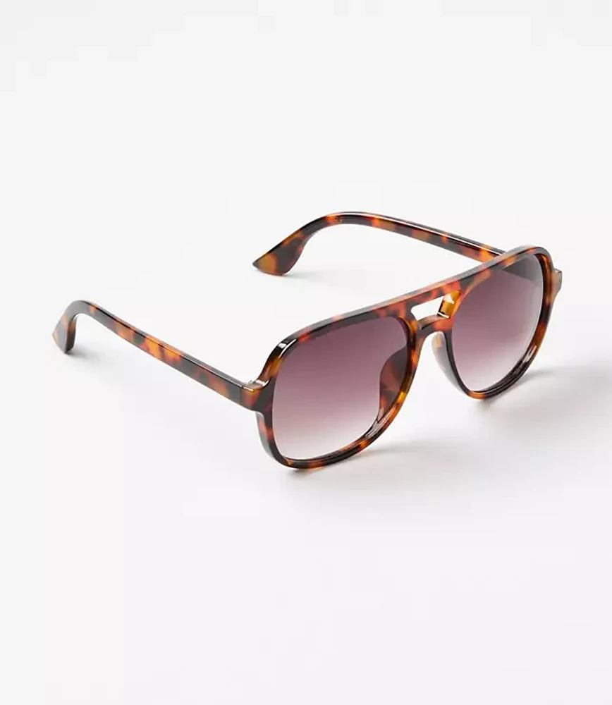 Tortoiseshell Print Modern Aviator Sunglasses