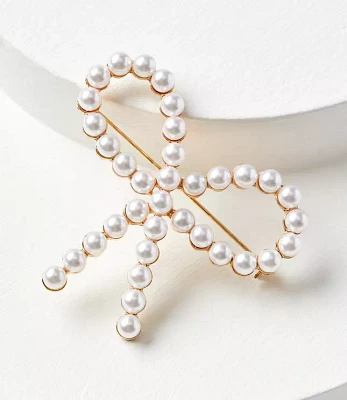 Pearlized Bow Brooch