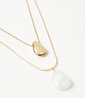 Mother Of Pearl Layered Bean Pendant Necklace