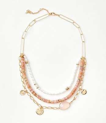 Pearlized Layered Charm Necklace