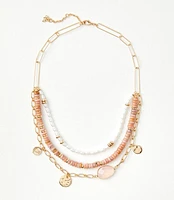 Pearlized Layered Charm Necklace