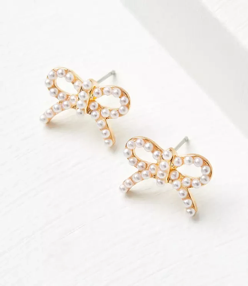 Pearlized Bow Stud Earrings