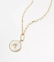 Pave Mother Of Pearl Initial Coin Necklace