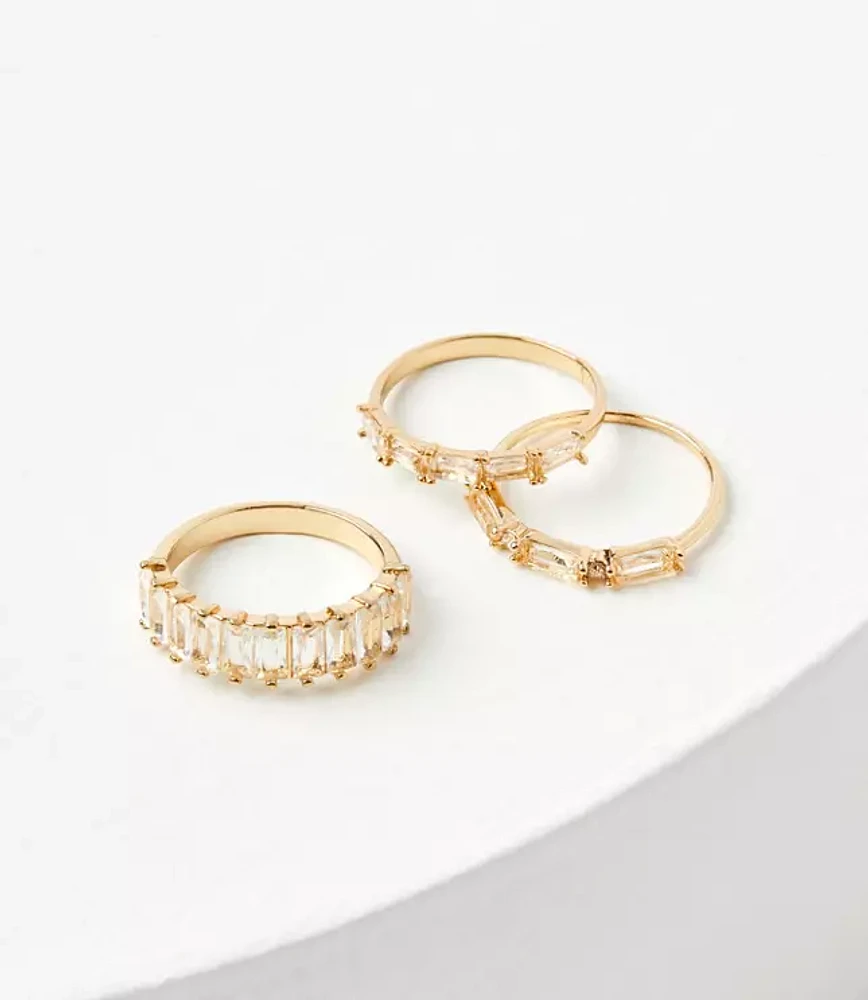 Crystal Baguette Ring Set