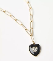 Enamel Heart Chain Link Necklace