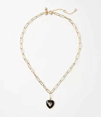 Enamel Heart Chain Link Necklace