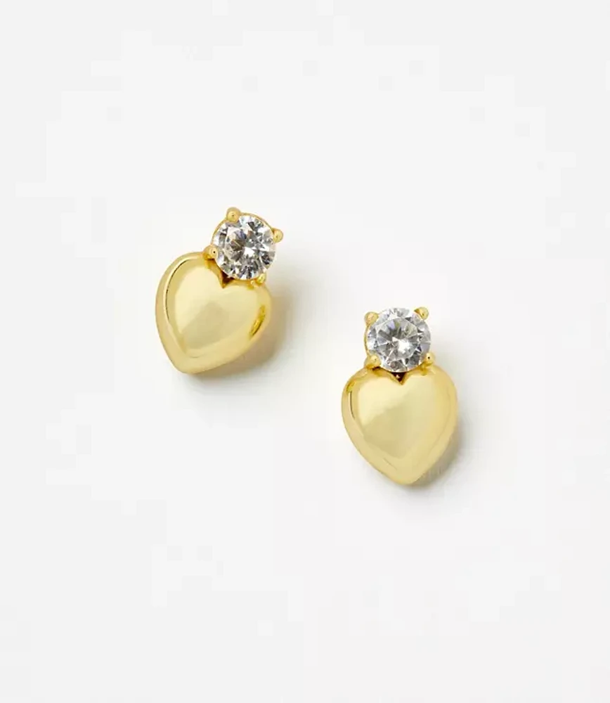 Pave Puffy Heart Stud Earrings