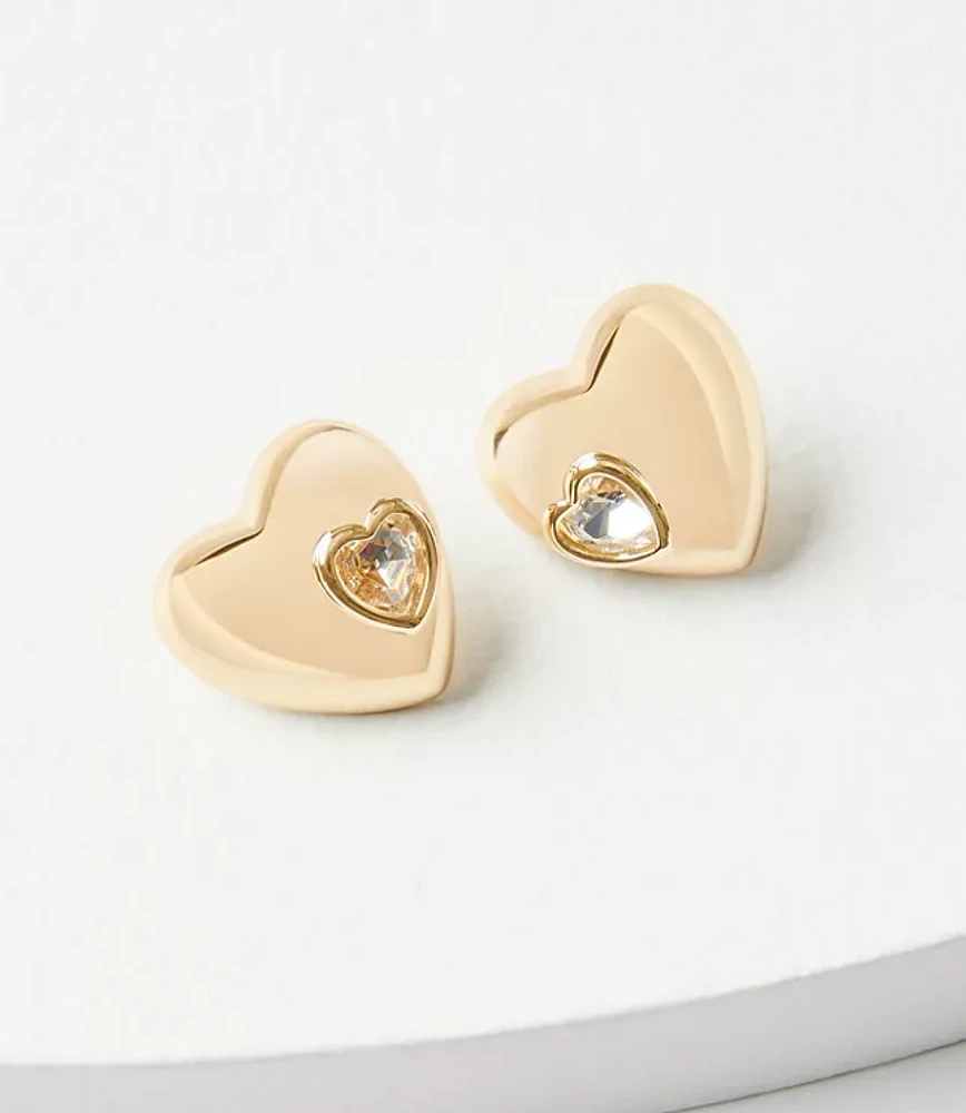 Sparkle Heart Statement Stud Earrings