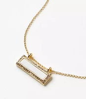 Pave Mother Of Pearl Bar Necklace