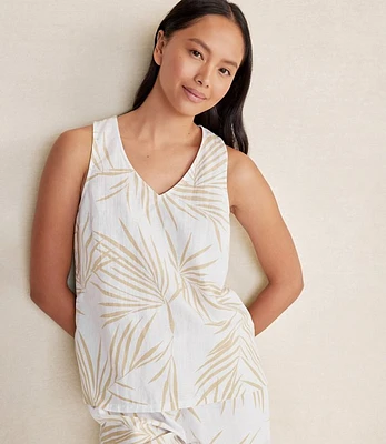 Haven Well Within Organic Cotton Linen Palm Print Sleep Tank