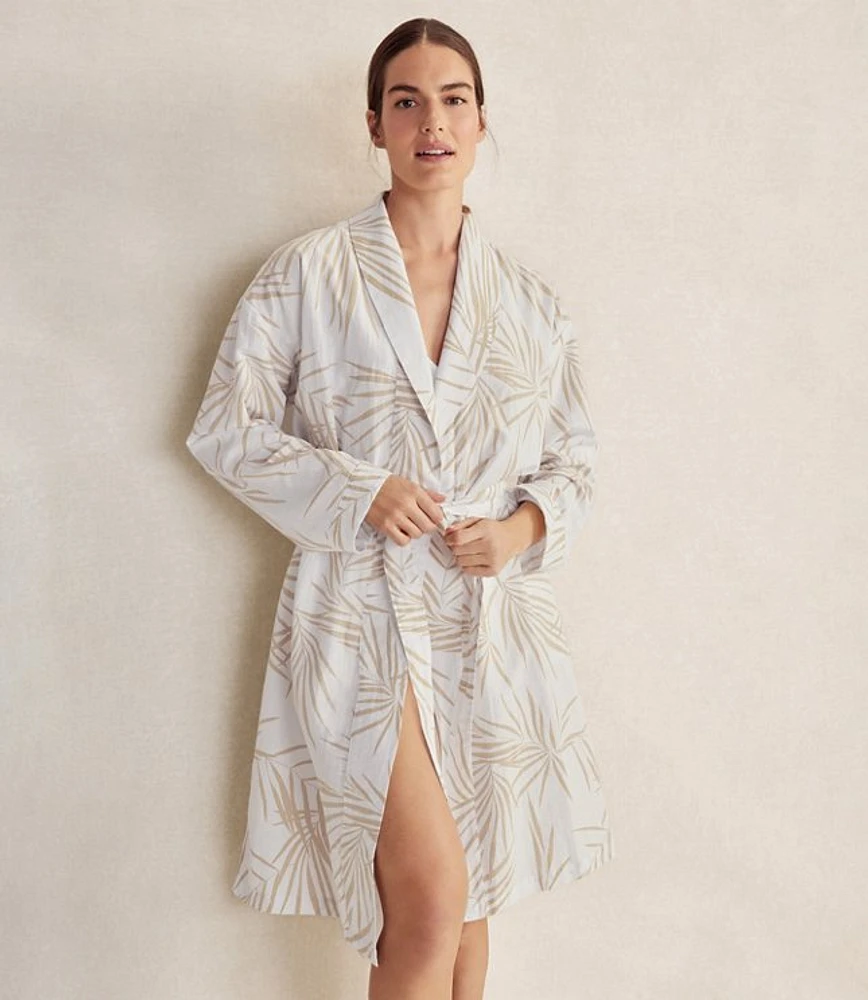 Haven Well Within Organic Cotton Linen Palm Print Robe