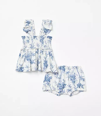 Posh Peanut x LOFT Palm Smocked Babydoll Bummie Set