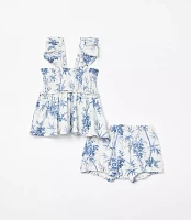 Posh Peanut x LOFT Palm Smocked Babydoll Bummie Set