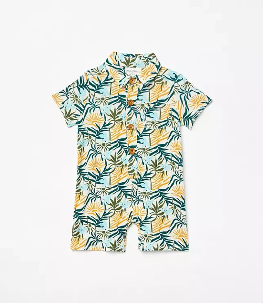 Posh Peanut X LOFT Sunset Short Sleeve Collared Henley Romper
