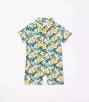 Posh Peanut X LOFT Sunset Short Sleeve Collared Henley Romper