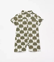 Posh Peanut X LOFT Palm Short Sleeve Collared Henley Romper