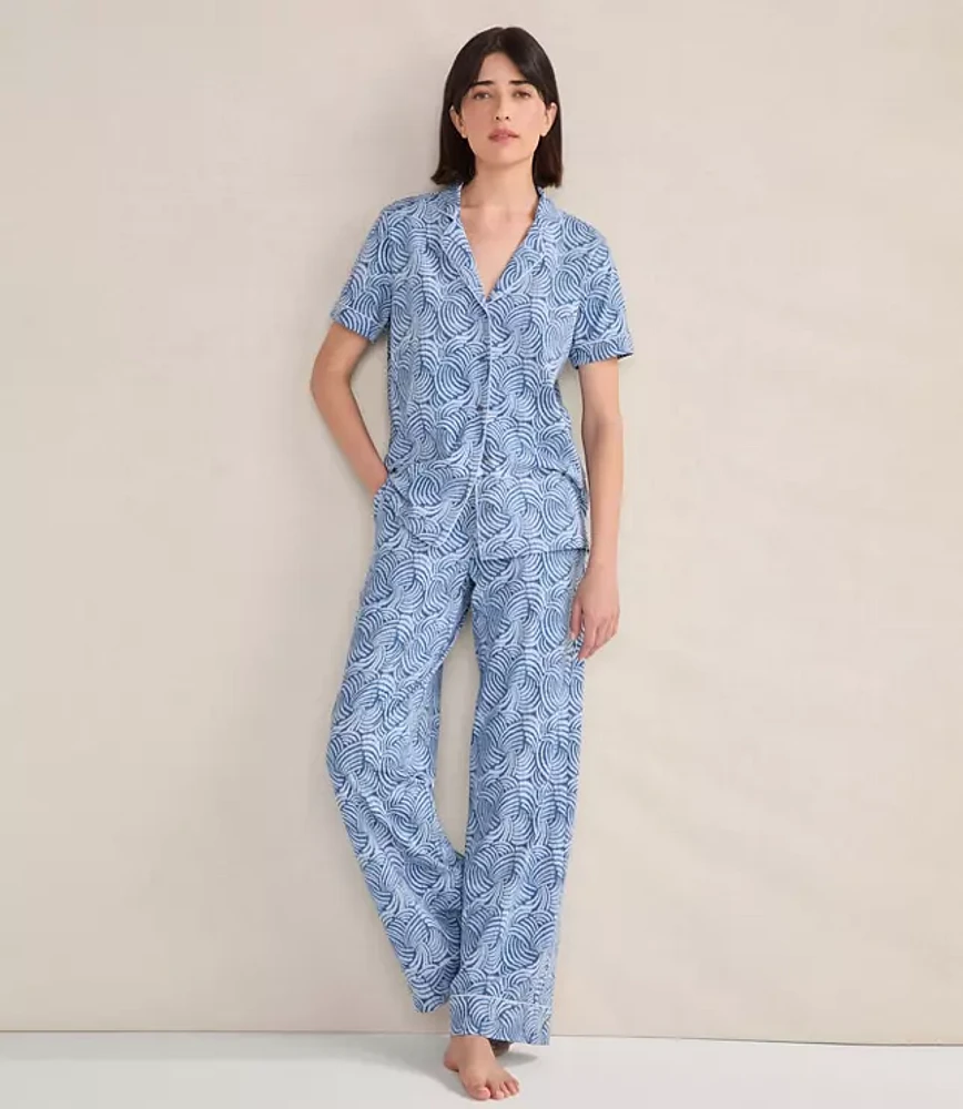 Haven Well Within Organic Cotton Jersey Abstract Wave Sleep Set
