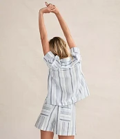 Haven Well Within Organic Cotton Linen Coastal Stripe Sleep Set