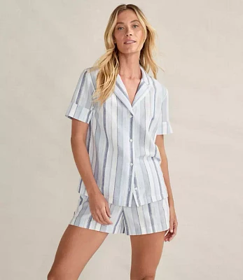 Haven Well Within Organic Cotton Linen Coastal Stripe Sleep Set