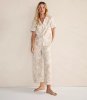 Haven Well Within Organic Cotton Linen Serene Botanicals Short Sleeve Sleep Top
