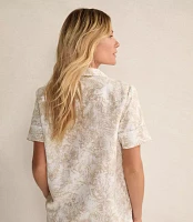 Haven Well Within Organic Cotton Linen Serene Botanicals Short Sleeve Sleep Top