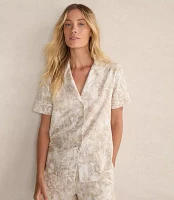 Haven Well Within Organic Cotton Linen Serene Botanicals Short Sleeve Sleep Top