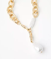Pearlized Chunky Chain Link Y Necklace