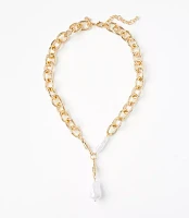 Pearlized Chunky Chain Link Y Necklace