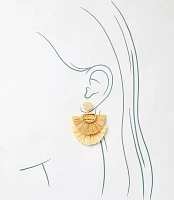Raffia Beaded Fan Statement Earrings