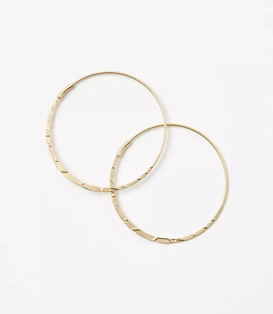 Brushed Hammered Hoop Earrings
