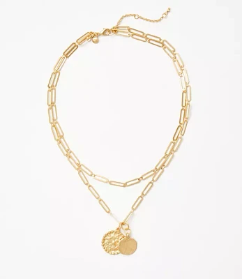 Coin Layered Chain Link Necklace