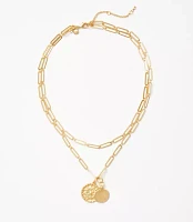 Hammered Pendant Chain Link Necklace