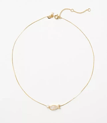 Mother Of Pearl Fish Charm Necklace
