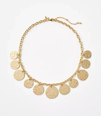 Brushed Hammered Circle Statement Necklace