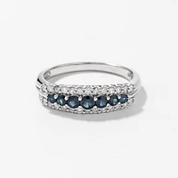 Sapphire and Diamond Band 10K White Gold