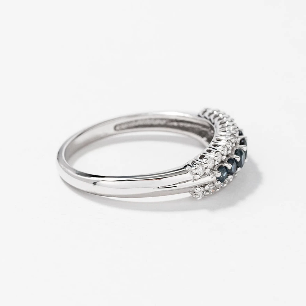 Sapphire and Diamond Band 10K White Gold
