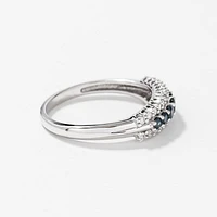 Sapphire and Diamond Band 10K White Gold