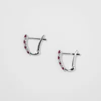 Ruby and Diamond Claw-Set J-Hoop Earrings in 10/14K White Gold