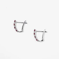 Ruby and Diamond Claw-Set J-Hoop Earrings in 10/14K White Gold