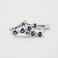 Sapphire and Diamond Claw-Set J-Hoop Earrings in 10/14K White Gold