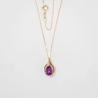 Amethyst Pendant Necklace in 10K Yellow Gold