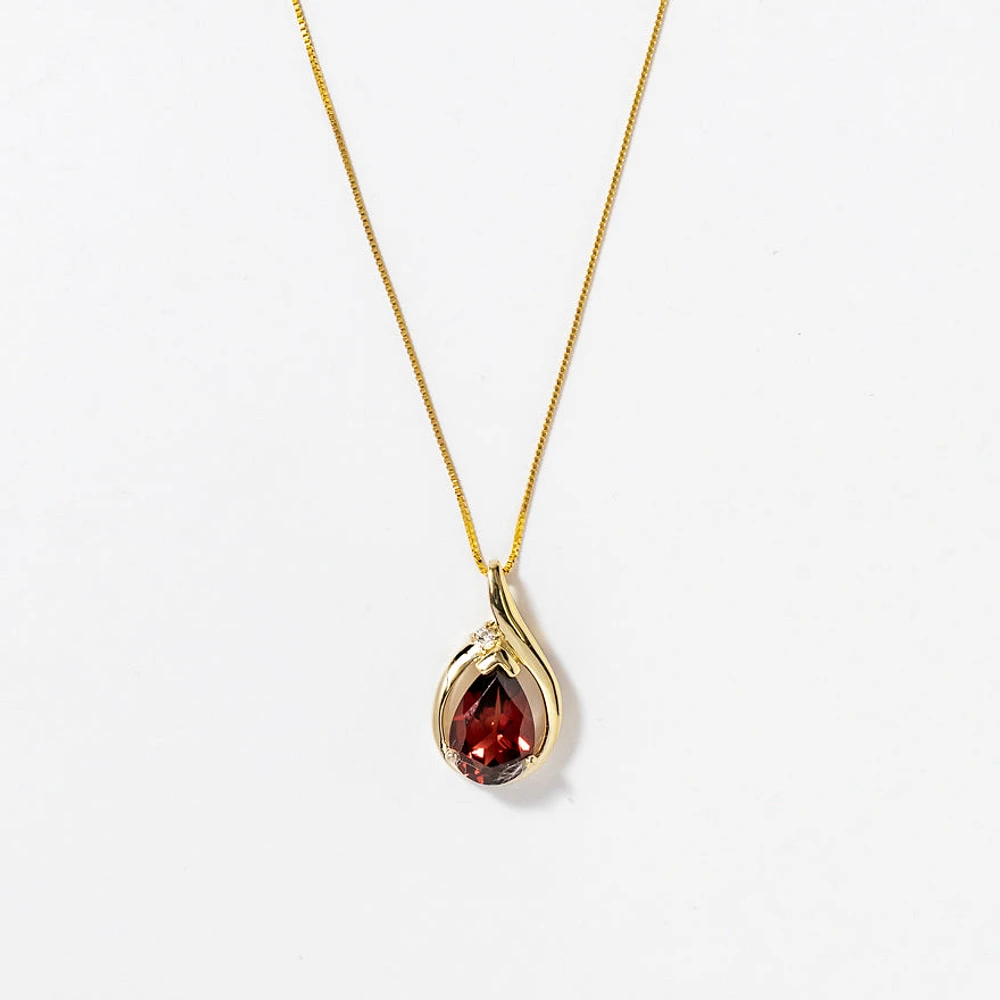Garnet Necklace in 10K Yellow Gold