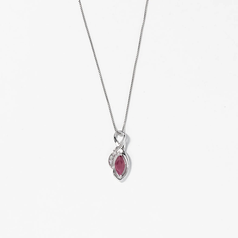 Marquise Ruby Pendant in 10K White Gold