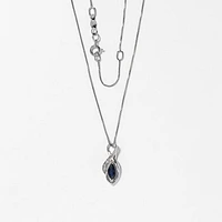 Marquise Sapphire Pendant in 10K White Gold