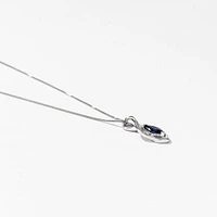 Marquise Sapphire Pendant in 10K White Gold