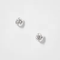 Tension Set Solitaire Canadian Diamond Stud Earrings in 14K White Gold