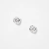 Tension Set Solitaire Canadian Diamond Stud Earrings in 14K White Gold