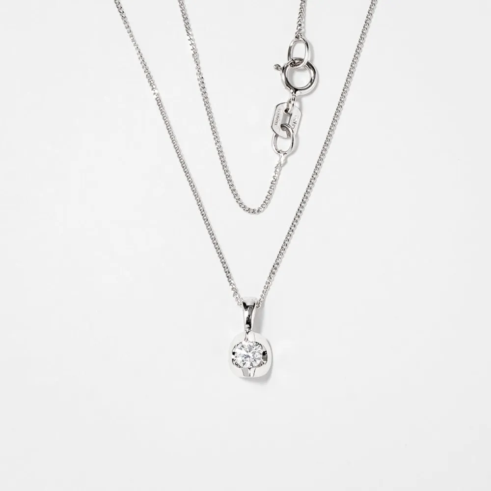 Tension Set Canadian Diamond Solitaire Necklace in 14K Gold