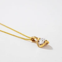 Tension Set Canadian Diamond Solitaire Necklace in 14K Yellow Gold (0.