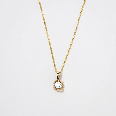 Tension Set Canadian Diamond Solitaire Necklace in 14K Yellow Gold (0.